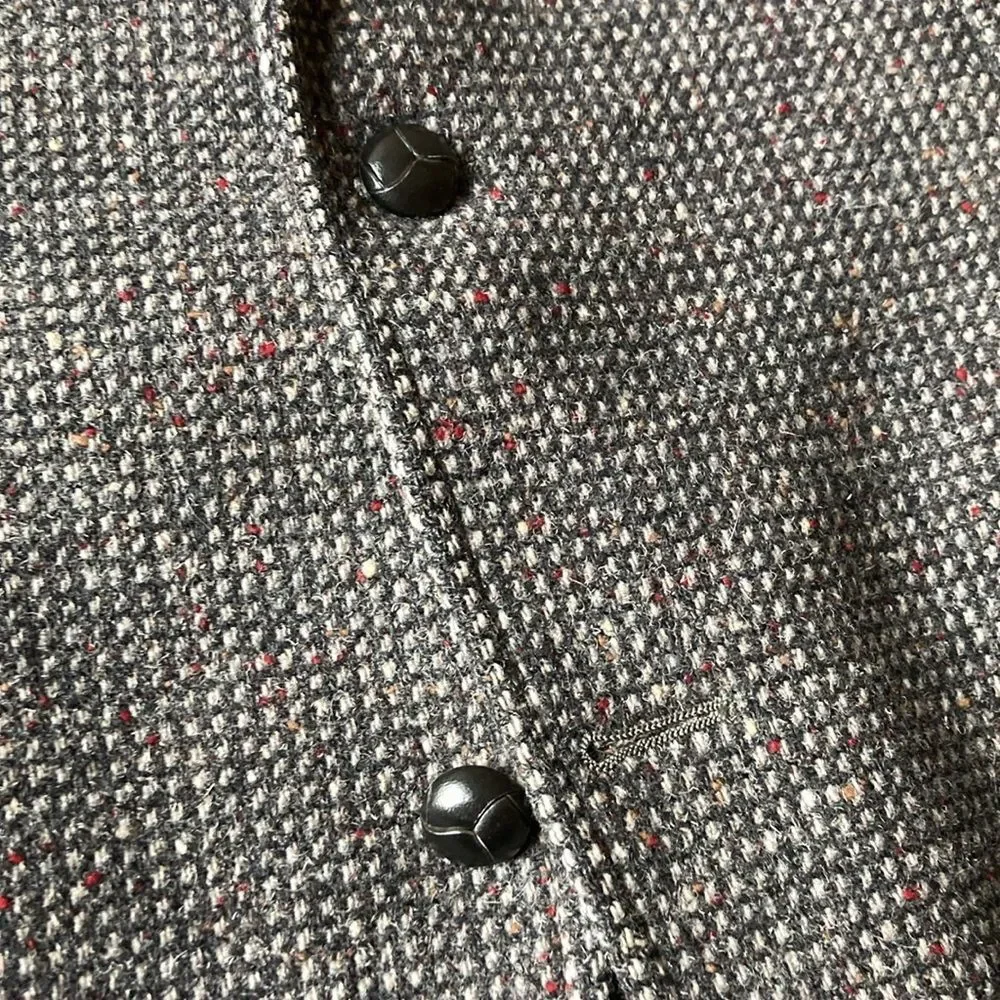 Vtg Pendleton Men’s Gray Multi-Color Fleck Tweed Wool Blazer Jacket Suede Trim
